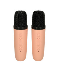 Karaoke set 2 microphones + portable speaker BLUETOOTH USB LED pink