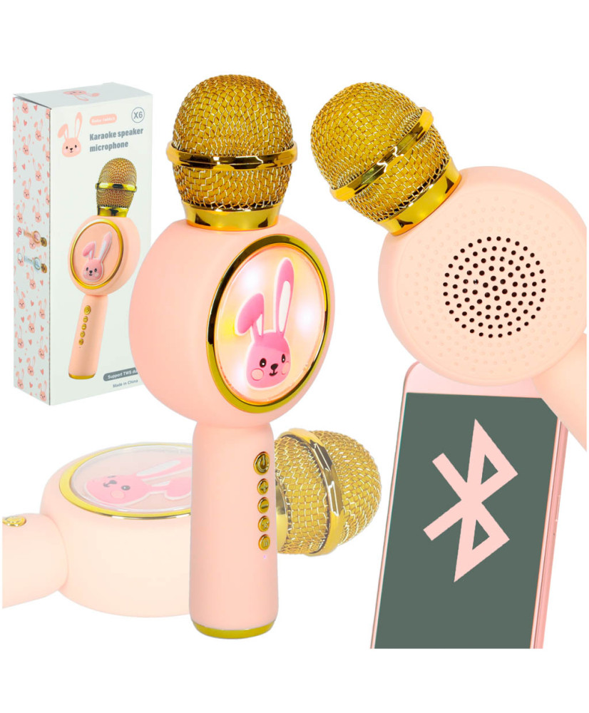 Wireless microphone for karaoke bunny pink