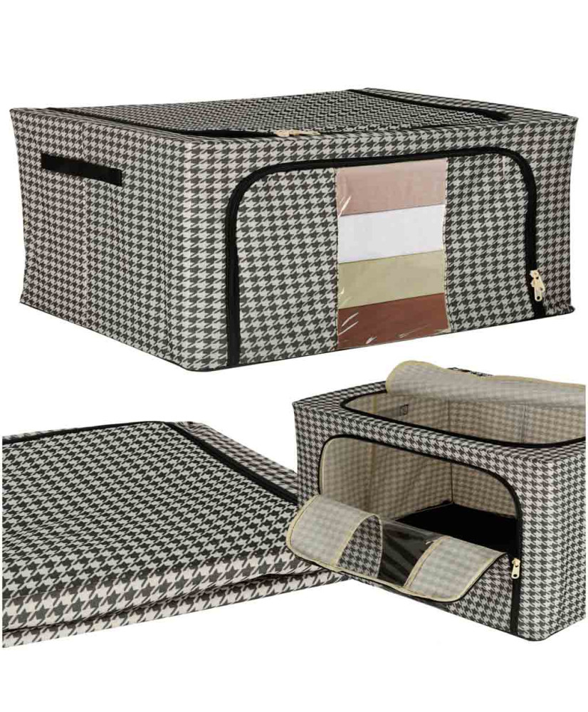 Bedding organizer for closet with rack white black 22L