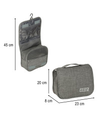 Hanging travel cosmetic bag folding grey