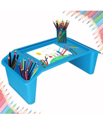 Laptop table with organizer blue