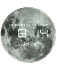 Wall clock planet moon gray...