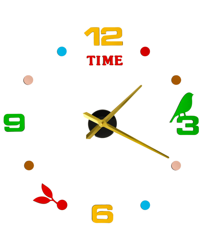 Sticker wall clock colorful numerals 80-90cm
