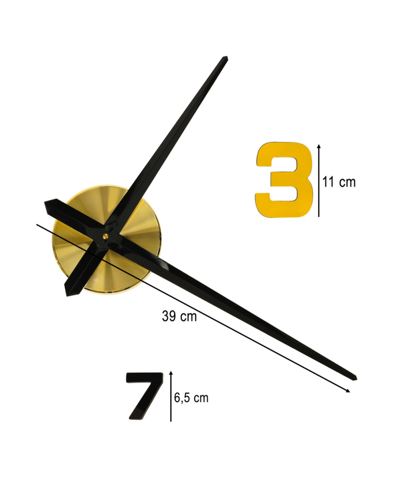 Sticker wall clock 100-120 cm black gold