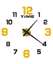 Sticker wall clock 100-120 cm black gold