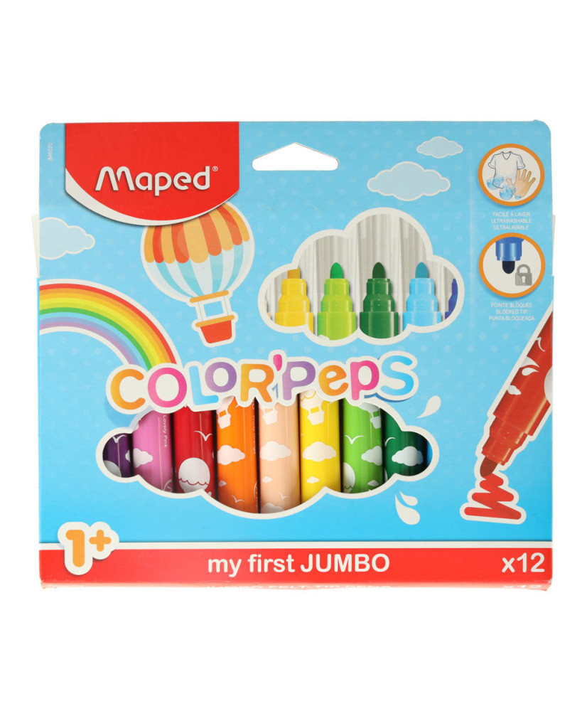 Jumbo Color hinged box markers 12pcs