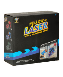 RC car laser controlled auto driving on the wall on laser blue