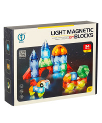 3D construction magnetic blocks LED glowing 32 el