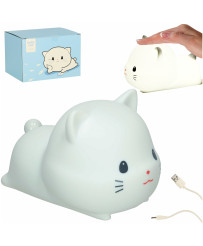 Silicone night light white RGB cat lying down
