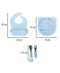 Silicone dishes for children teddy bear bright blue 4el