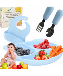 Silicone dishes for children teddy bear bright blue 4el