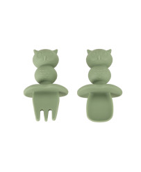 Silicone dishes for kids owl milita green