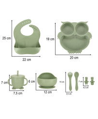 Silicone dishes for kids owl milita green