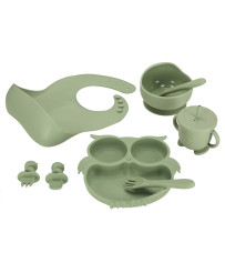 Silicone dishes for kids owl milita green