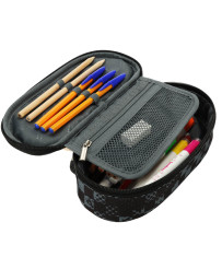 Stiffened sachet pencil case with flap checkerboard