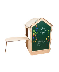 Wooden house for children with board and table