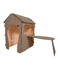 Wooden house for children with board and table