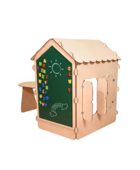 Wooden house for children with board and table