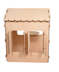 Wooden house for children with board and table