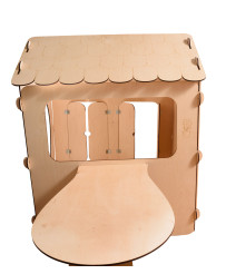 Wooden house for children with board and table