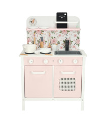 Wooden kitchen pink flowers oven LULILO
