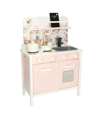 Wooden kitchen pink flowers oven LULILO