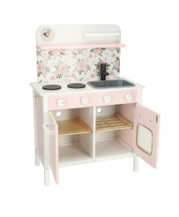 Wooden kitchen pink flowers oven LULILO