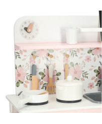 Wooden kitchen pink flowers oven LULILO