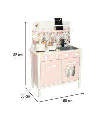 Wooden kitchen pink flowers oven LULILO