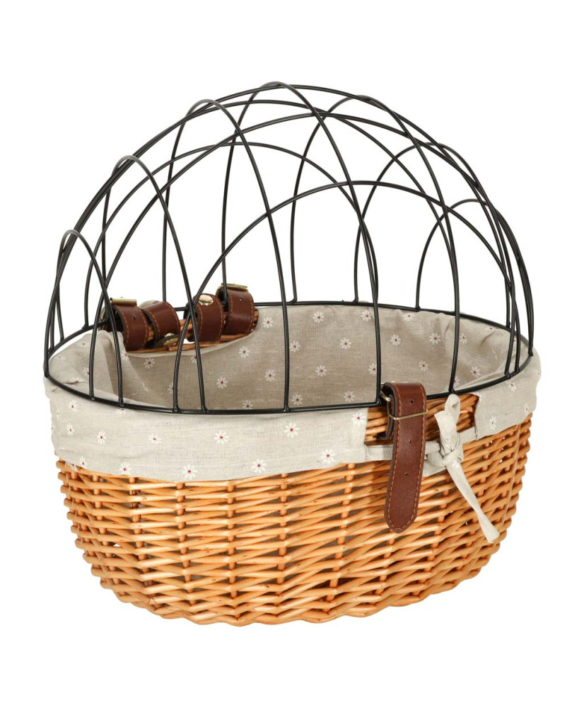 Rattan bicycle basket with metal frame