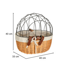 Rattan bicycle basket with metal frame