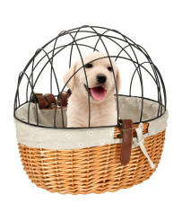 Rattan bicycle basket with metal frame