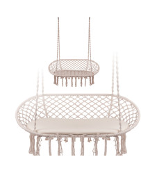 Double stork's nest with tassels beige