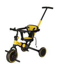 Tricycle yellow-black tricycle with a canopy