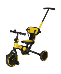 Tricycle yellow-black tricycle with a canopy