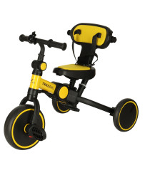 Tricycle yellow-black tricycle with a canopy