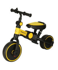 Tricycle yellow-black tricycle with a canopy