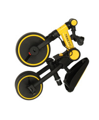 Tricycle yellow-black tricycle with a canopy