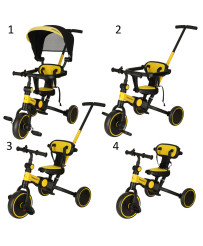 Tricycle yellow-black tricycle with a canopy