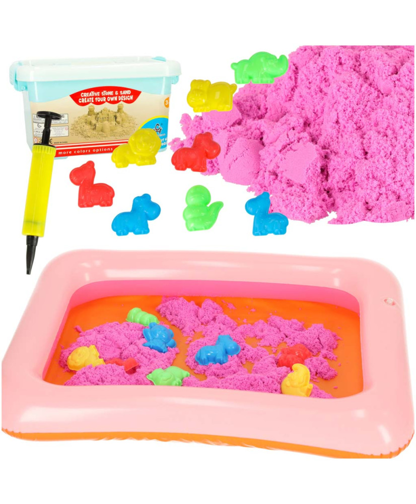 Kinetic sand in a bucket 1kg molds pink