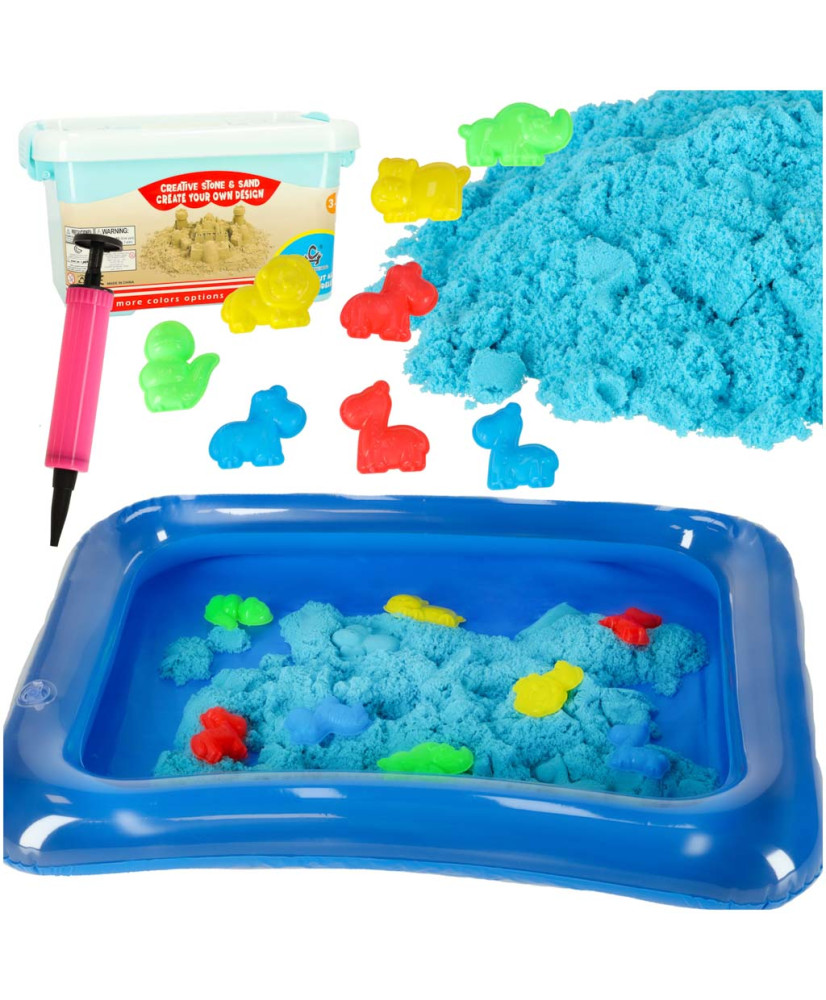 Kinetic sand in a bucket 1kg molds blue