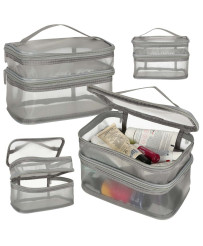 Cosmetic travel organizer folding piled organizer for storing cosmetics accessories gray