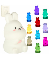 Children's silicone LED night light white with pink bunny