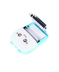 Mini thermal label photo printer + USB cable cat blue