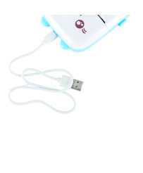 Mini thermal label photo printer + USB cable cat blue