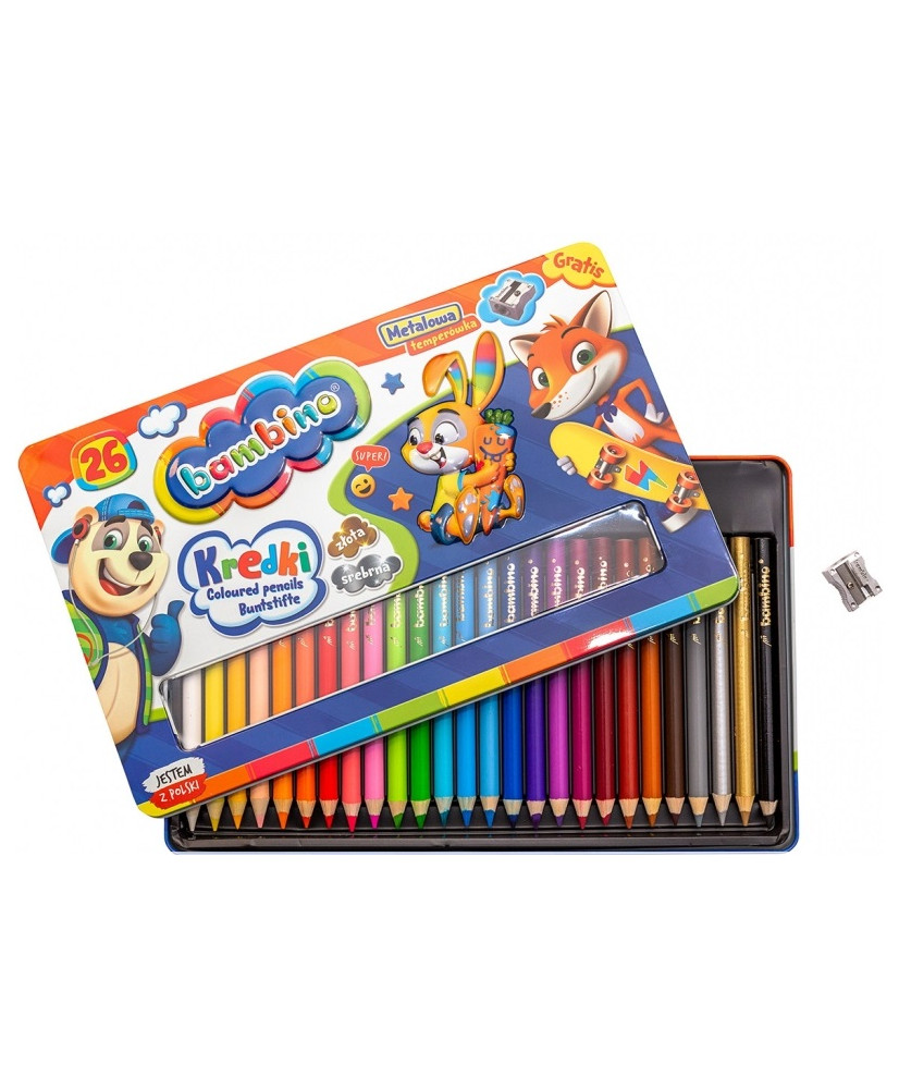 BAMBINO Crayons wooden frame metal box