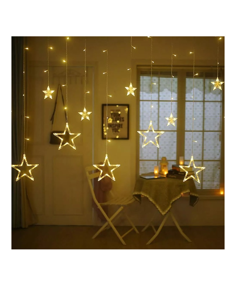 LED star curtain lights 2.5m 138LED warm white
