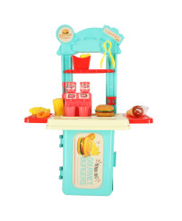Children's kitchen in a suitcase fast food hamburger set ice cream fries 55cm