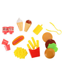 Children's kitchen in a suitcase fast food hamburger set ice cream fries 55cm