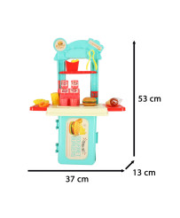 Children's kitchen in a suitcase fast food hamburger set ice cream fries 55cm